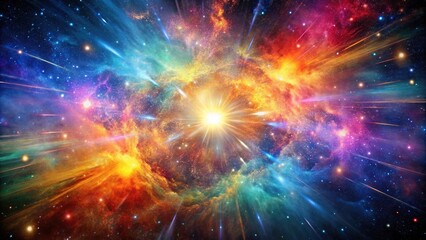 Cosmic explosion of colors with exploding stars and galaxies that create a sense of movement and energy, surreal, space, galaxy