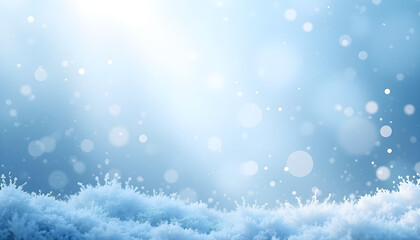 Naklejka premium Blue winter background with sparkling snow and soft bokeh effect 