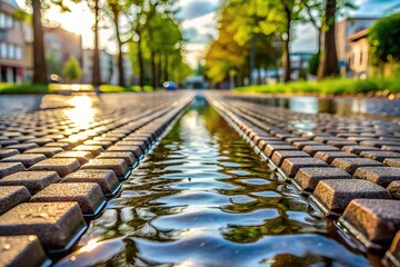 Permeable pavement allowing water infiltration into ground