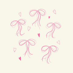 ribbons, bow, coquette, girly seamless pattern background, print, pattern, greeting card, banners, web, wrapping paper, fashion, fabric, wallpaper, cover