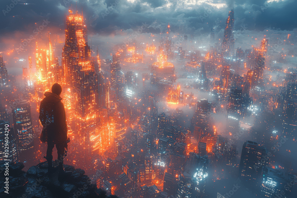 Poster a city where the laws of physics are different, representing the diversity of possibilities in multi