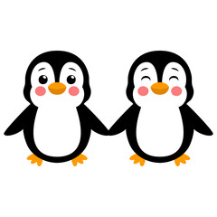 Pareja de pingüinos cogidos de la mano © teracreonte