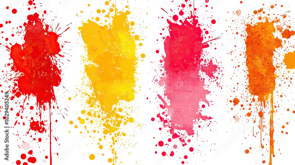 Aufkleber grunge texture collection featuring vibrant splashes and dots on white generative ai