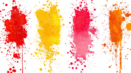 Grunge Texture Collection Featuring Vibrant Splashes and Dots on White Generative AI