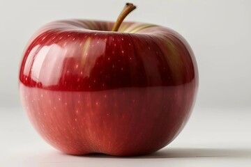 A bright red apple placed on a lush green leaf, highlighting the contrast between the colors.