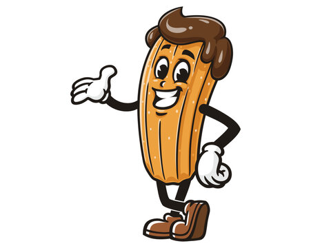 recommend clip art: Smiling Churros Cartoon Mascot Illustration Character Vector Clip-art Hand-drawn Logo Design