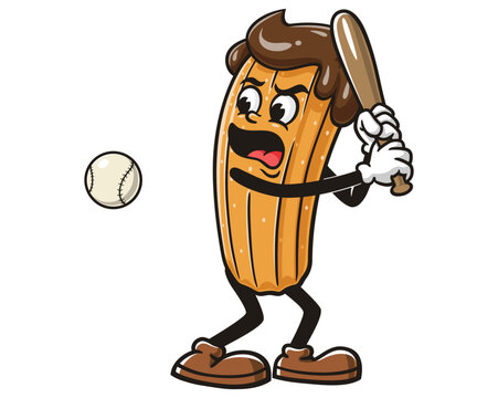 recommend clip art: Churros playing Baseball, Cartoon Mascot Illustration Character Vector Clip-art Hand-drawn Logo Design