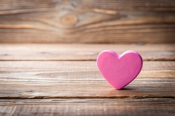Fototapeta premium Pink heart shaped object on wooden surface