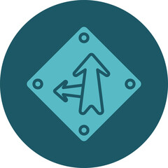 Go Straight Or Left Icon Design