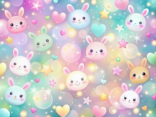 Kawaii Cute Background with Bokeh Effect for Adorable Aesthetic Designs