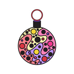 Colorful Christmas ball vector illustration. Isolated on white background.