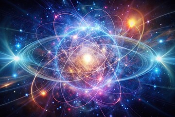 Obraz premium Quantum entanglement illustration in cosmic space