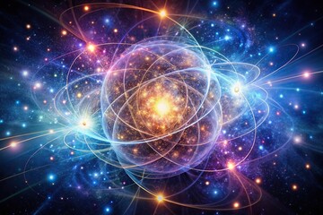Fototapeta premium Quantum entanglement depicted in a medium shot