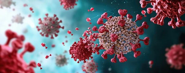 Virus particles being broken apart by antibodies, symbolizing the immune system s ability to fight off infections