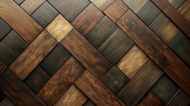 A close-up of a wood floor with a diagonal pattern