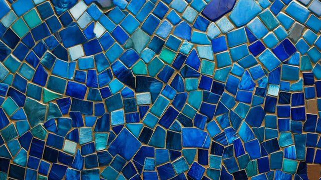 A close-up of a blue mosaic tile pattern