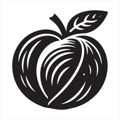 peach fruit silhouette on white background
