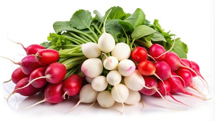 Red and white radish isolated on white background
