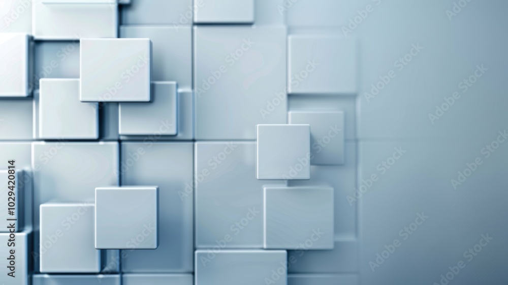 Aufkleber white 3d geometric blocks on gray background. abstract and minimalistic design for creative concepts