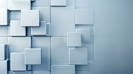 White 3D geometric blocks on gray background. Abstract and minimalistic design for creative concepts and backgrounds.