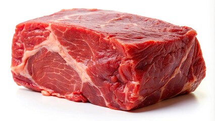 Fototapeta premium Red meat chunk isolated on white background silhouette