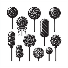 Round lollipop silhouette on white background