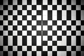 Reflected black and white squares pattern on surface
