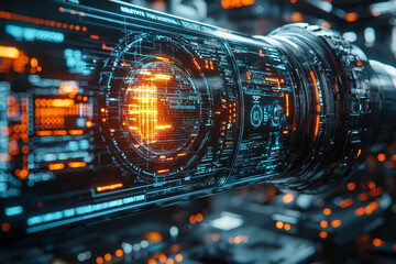 An AI system detecting and neutralizing a cyberattack in real-time, symbolizing the use of advanced technology in cybersecurity. Concept of AI in cybersecurity.