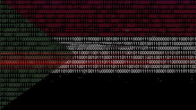 Binary code on flag of Sudan. Program source code or Hacker concept on Sudanese flag. Sudan digital technology security, hacking or programming