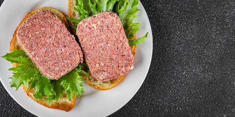 spam meat sandwich fresh meal food snack on the table copy space food background rustic top view
