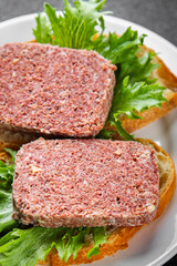 spam meat sandwich fresh meal food snack on the table copy space food background rustic top view