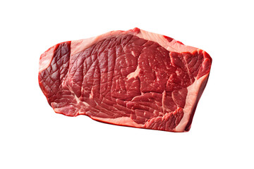Fresh raw steak with vibrant red meat color, isolated on a transparent or white background.