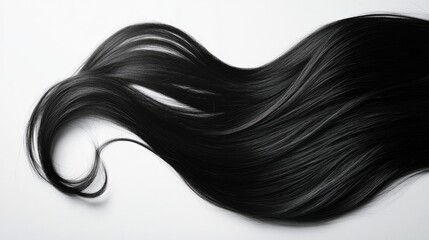 Black hair isolated against a white background