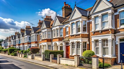 Fototapeta premium Residential street of terraced houses in Northfields Ealing West London