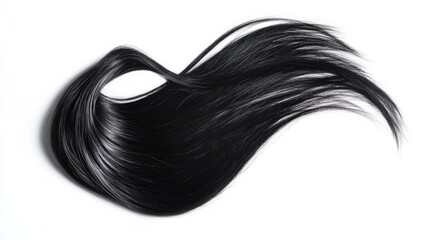 Black hair isolated against a white background