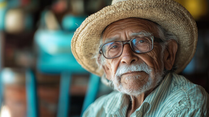 old mexican man with hat