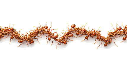 Obraz premium Ants Foraging in Lines on a White Background Generative AI
