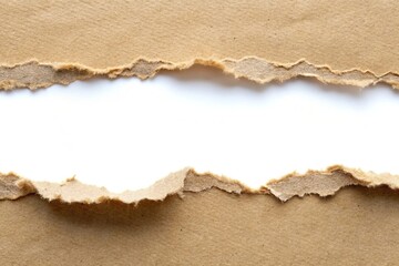 Ripped torn paper edges isolated on white background low angle