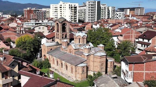 A view of the Yeni Cuma Mosque (Historical Church) in Prizren, Kosovo