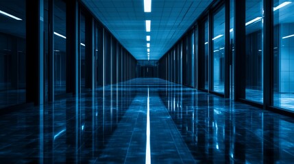 Abandoned Corporate Dystopia - Eerie Empty Office Building with Flickering Lights and Detailed Cinematic Atmosphere