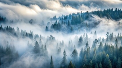 Fototapeta premium Minimalist photography of symmetrical fog above forest