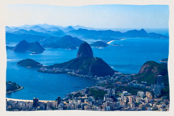 Panoramic view of Rio de Janeiro from Corcovado Mountain where it is located the Christ the...