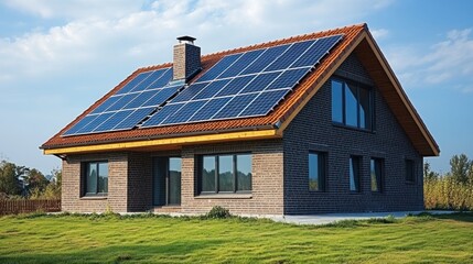 Eco-friendly housing project with solar panels and energy-efficient appliances being installed, focusing on sustainability and modern living