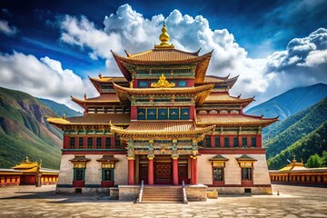 Recreation of a Tibetan temple in a mystical location
