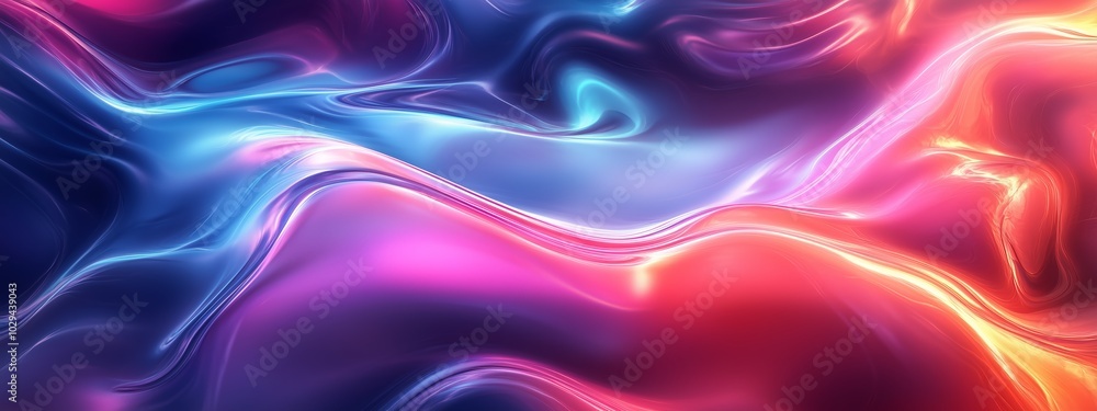 Poster abstract waves of colorful light create a mesmerizing pattern, showcasing vibrant hues blending seam