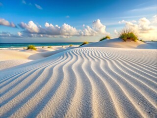 Fototapeta premium Captivating White Sand Texture with High Depth of Field - Natural Patterns, Beach Aesthetics, Coastal Landscapes, and Serenity in Nature Photography