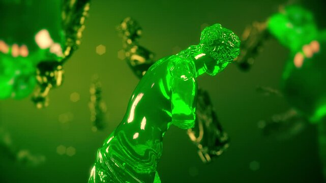 Gummy Venus de Milo Statue 3d render seamless loop animation. Jelly candies rotating. Concept of candy shop, sweet, delicious, dessert, sugar.
