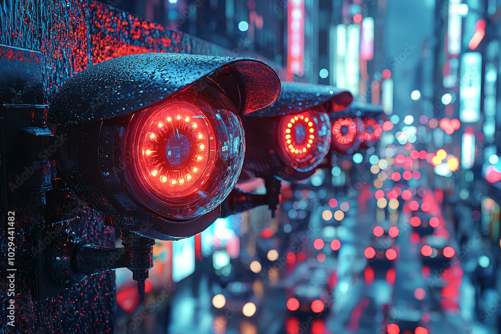 Poster a network security system monitoring traffic for suspicious activity, symbolizing the proactive defe