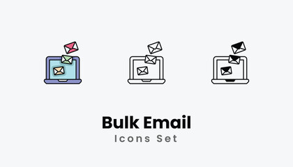 Bulk Email Icons thin line and glyph vector icon stock illustration