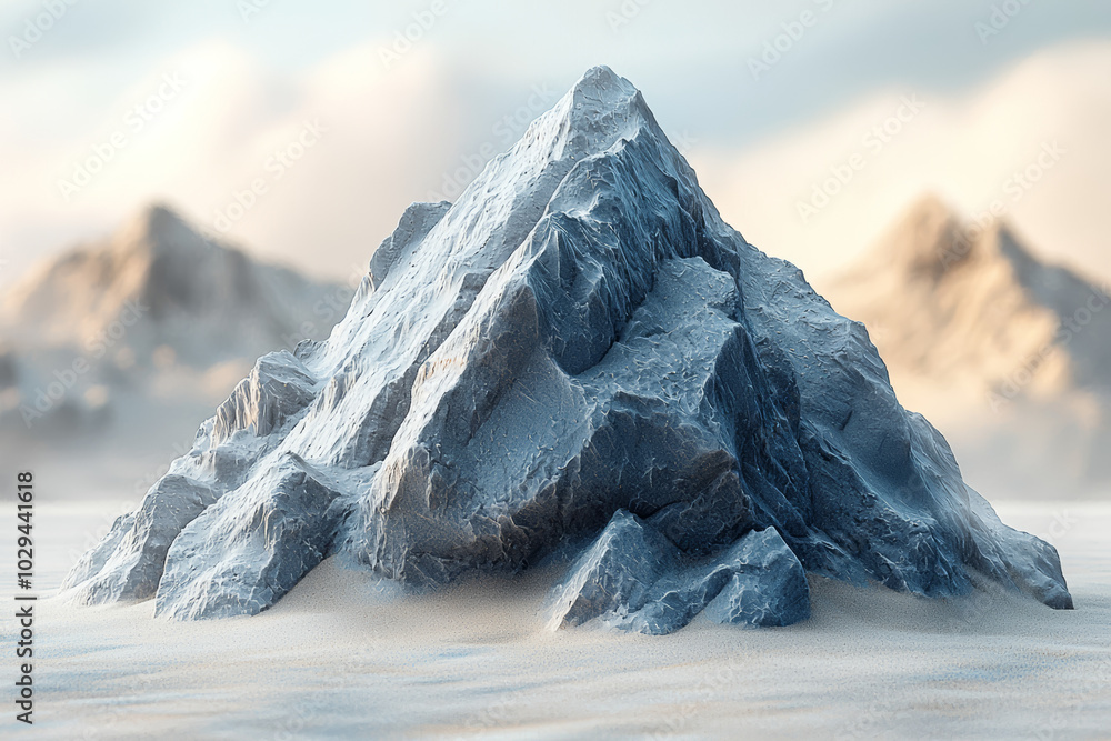 Poster a mountain forming from a pile of sand, symbolizing the creation of something monumental from the sm